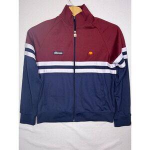 Ellesse Rimini Track Top Mens XXL Burgundy Navy Blue Full Zip Jacket SHR00892
